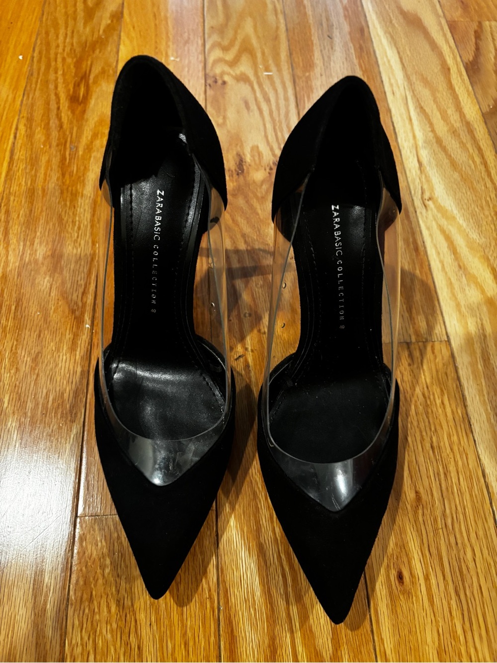 Zara Black Pointed Pumps with Clear Side Panels